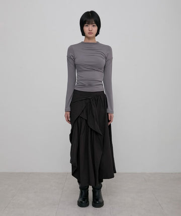 Asymmetrical Draped Mock Neck